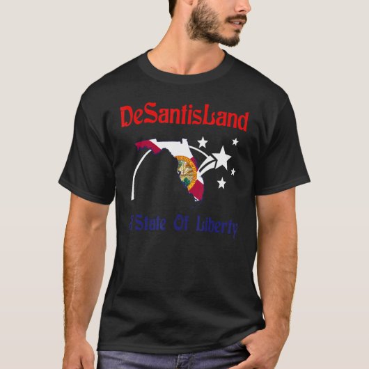 Desantisland State of Liberty Florida Map Fl Flag T-shirt (Voorkant)