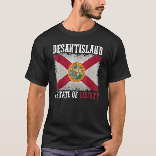 Desantisland State of Liberty Florida Map Fl Flag T-shirt (Voorkant)