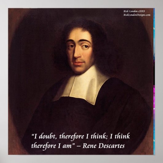 Descartes "Ik denk, dus ik ben" Quote Poster (Voorkant)