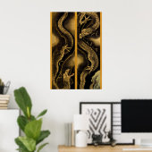 Descending and Ascending Dragons by Hokusai Poster (Thuiskantoor)