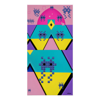 Descending on a Memphis Designed Planet Perfect Poster