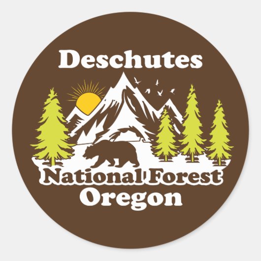  Deschutes Nationaal Bos Oregon Ronde Sticker (Voorkant)