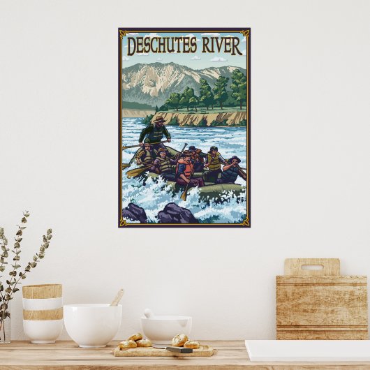 Deschutes River Rafting - Bend, of reisposter Poster (Keuken)