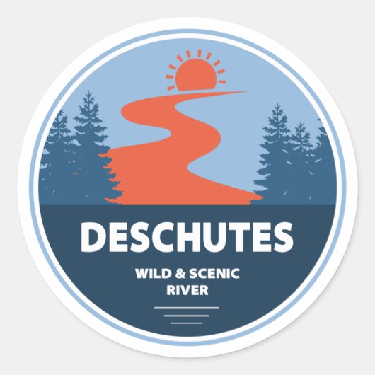 Deschutes Wild and Schilderachtig River, Oregon Ronde Sticker (Voorkant)