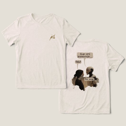 Desconectado (com frase) modelo II Tri-Blend Shirt (Ontwerp Voorkant & Achterkant)
