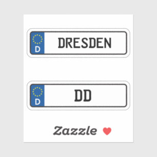 Desden kennzeichen, German Car License Bord Sticker