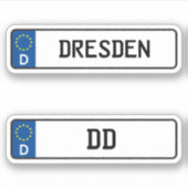Desden kennzeichen, German Car License Bord Sticker (Voorkant)