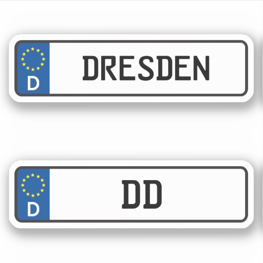 Desden kennzeichen, German Car License Bord Sticker (Voorkant)