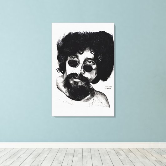 Desenho do Raul Seixas Canvas Afdruk (Insitu (Houten vloer))