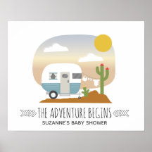 Desert Adventure Camper Boy Baby shower Poster