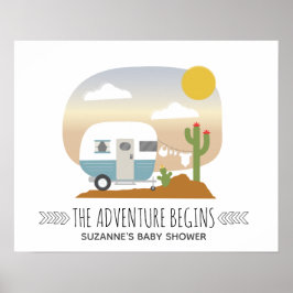 Desert Adventure Camper Boy Baby shower Poster
