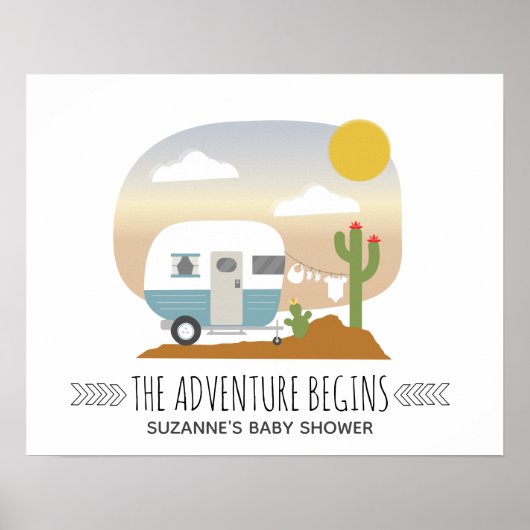 Desert Adventure Camper Boy Baby shower Poster (Voorkant)