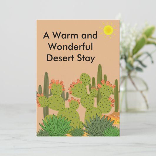 Desert Airbnb Host Card with Custom Message Option Bedankkaart (Staand voorkant)