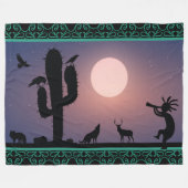 Desert Animals Kokopelli Fleece Blanket (Voorkant (Horizontaal))