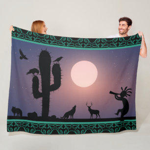 Desert Animals Kokopelli Fleece Blanket Deken