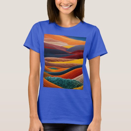 Desert Art Blauw T-shirt - Ontdek de kunst van het (Voorkant)