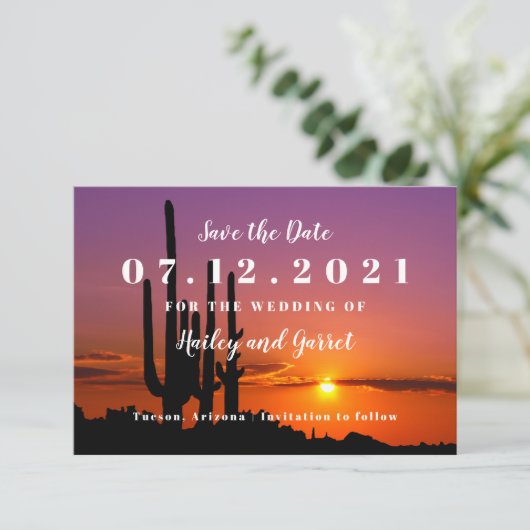 Desert at Sunset Landscape Save the Date Kaart (Staand voorkant)