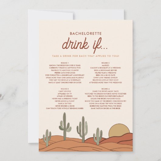 Desert Bachelorette Drink Als Game Kaart (Voorkant)