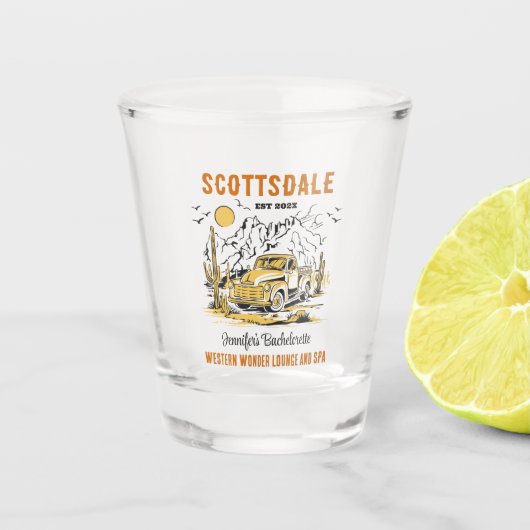 Desert Bachelorette Party Meisjes Weekend Custom Shot Glas (Voorkant)