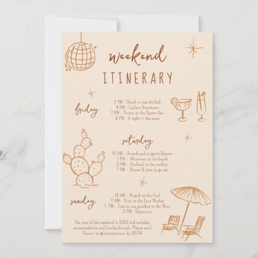 Desert Bachelorette weekend Uitnodigingsroute Kaart (Achterkant)