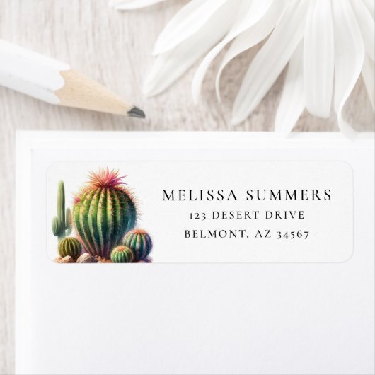 Desert Barrel Cactus Return Address Label (Insitu)