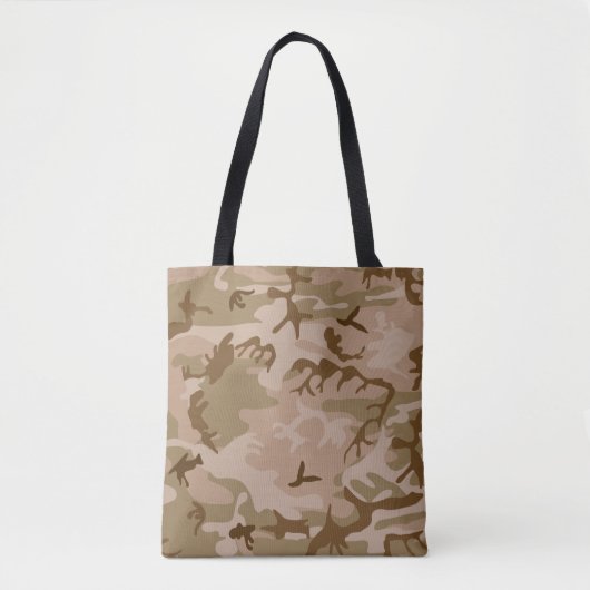 Desert Beige Bruin Groene Camo Camouflage Tote Bag (Voorkant)