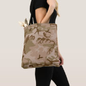 Desert Beige Bruin Groene Camo Camouflage Tote Bag (Dichtbij)