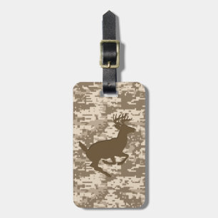 Desert Beige Digital Camouflage Deer Camo Pattern Bagagelabel
