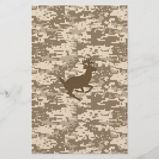 Desert Beige Digital Camouflage Deer Camo Pattern Briefpapier (Voorkant)