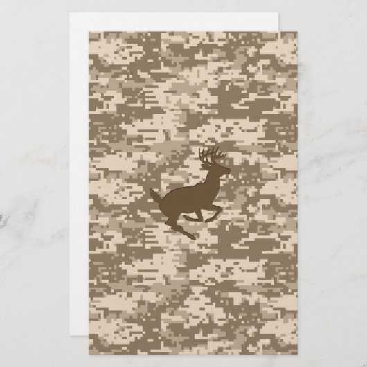 Desert Beige Digital Camouflage Deer Camo Pattern Briefpapier (Voorkant / Achterkant)