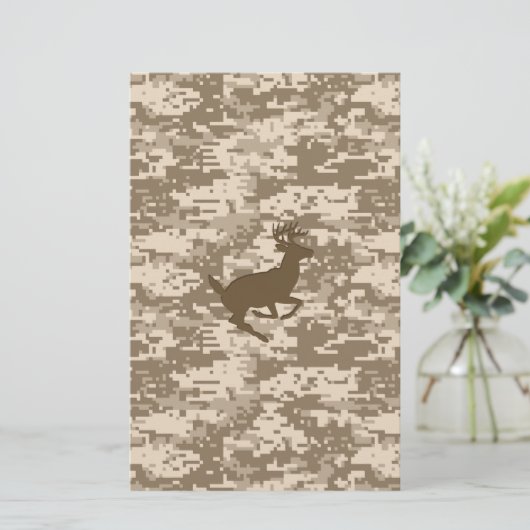 Desert Beige Digital Camouflage Deer Camo Pattern Briefpapier (Staand voorkant)