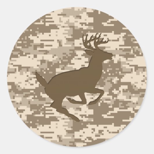 Desert Beige Digital Camouflage Deer Camo Pattern Ronde Sticker (Voorkant)