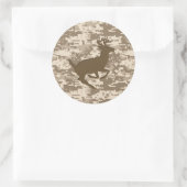 Desert Beige Digital Camouflage Deer Camo Pattern Ronde Sticker (Tas)