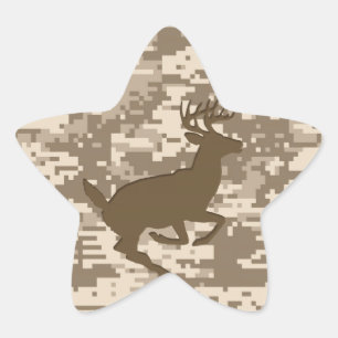 Desert Beige Digital Camouflage Deer Camo Pattern Ster Sticker
