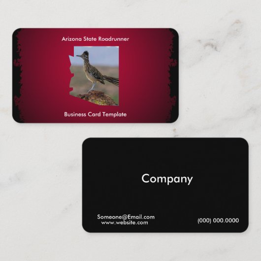 Desert Bird Roadrunner Arizona State Kaart Visitekaartje (Voorkant / Achterkant)