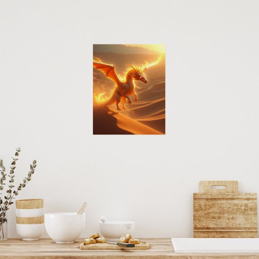 Desert Blaze Fire Dragon Poster (Keuken)