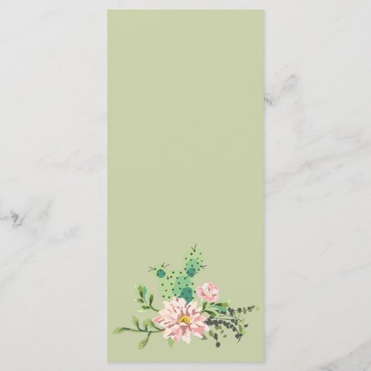 Desert Bloom 4-gangen bruiloft Menu (Achterkant)