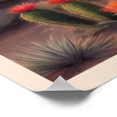 Desert Blooming Cactus Kleurrijke Sunrise Art Poster (Hoek)