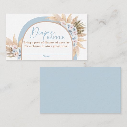 Desert Blue Pampas Grass Boy Diaper Raffle Kaart (Voorkant / Achterkant)
