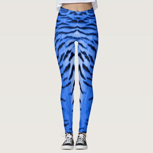 Desert Blue Tiger Skin Print Leggings (Voorkant)
