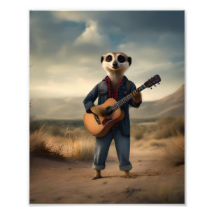 Desert Blues: A Meerkat's Denim Guitar Jam, Foto Afdruk