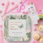 Desert Blush Retro Butterfly Garden Baby shower Papieren Bordje (Feest)