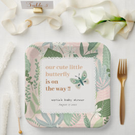 Desert Blush Retro Butterfly Garden Baby shower Papieren Bordje