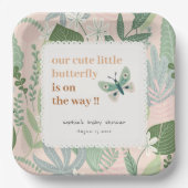 Desert Blush Retro Butterfly Garden Baby shower Papieren Bordje (Voorkant)