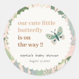 Desert Blush Retro Butterfly Garden Baby shower Ronde Sticker
