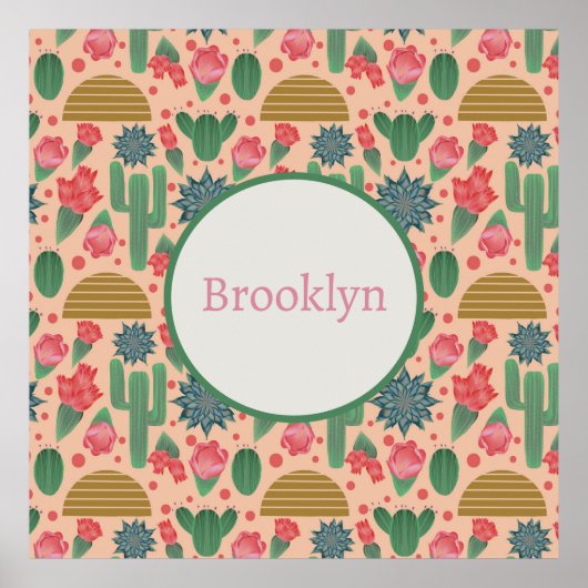 Desert Blush Roze Bloemen Kwekerij Decor-Baby Meis Poster (Voorkant)