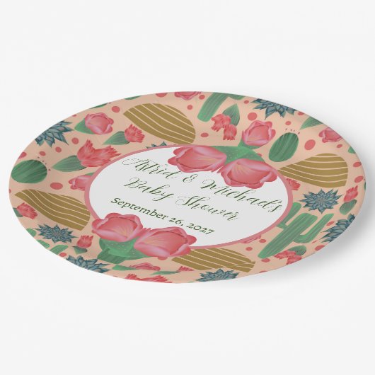 Desert Blush Roze Meisje Baby shower Papieren Bordje (Gekanteld)