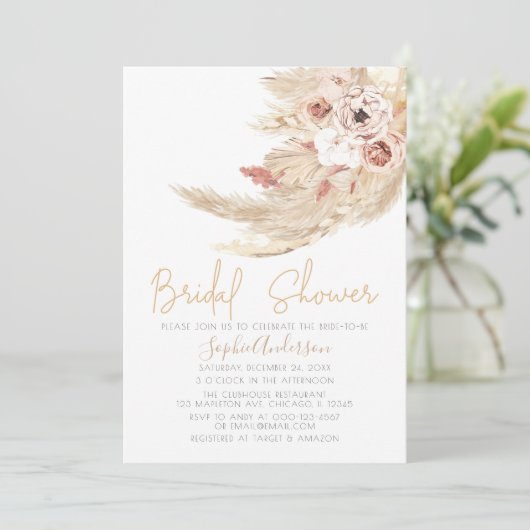 Desert Bohemian Pampas Grass Vrijgezellenfeest Kaart (Staand voorkant)