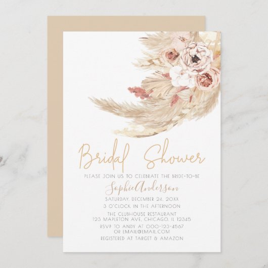 Desert Bohemian Pampas Grass Vrijgezellenfeest Kaart (Voorkant / Achterkant)