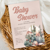 Desert Boho Chic Cactus Terracotta Baby shower Kaart